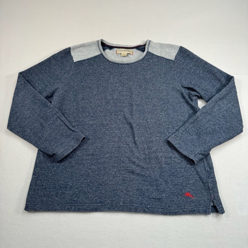 Tommy Bahama Pullover Sweatshirt Size Xl Navy Gray Color Block Long Sleeve